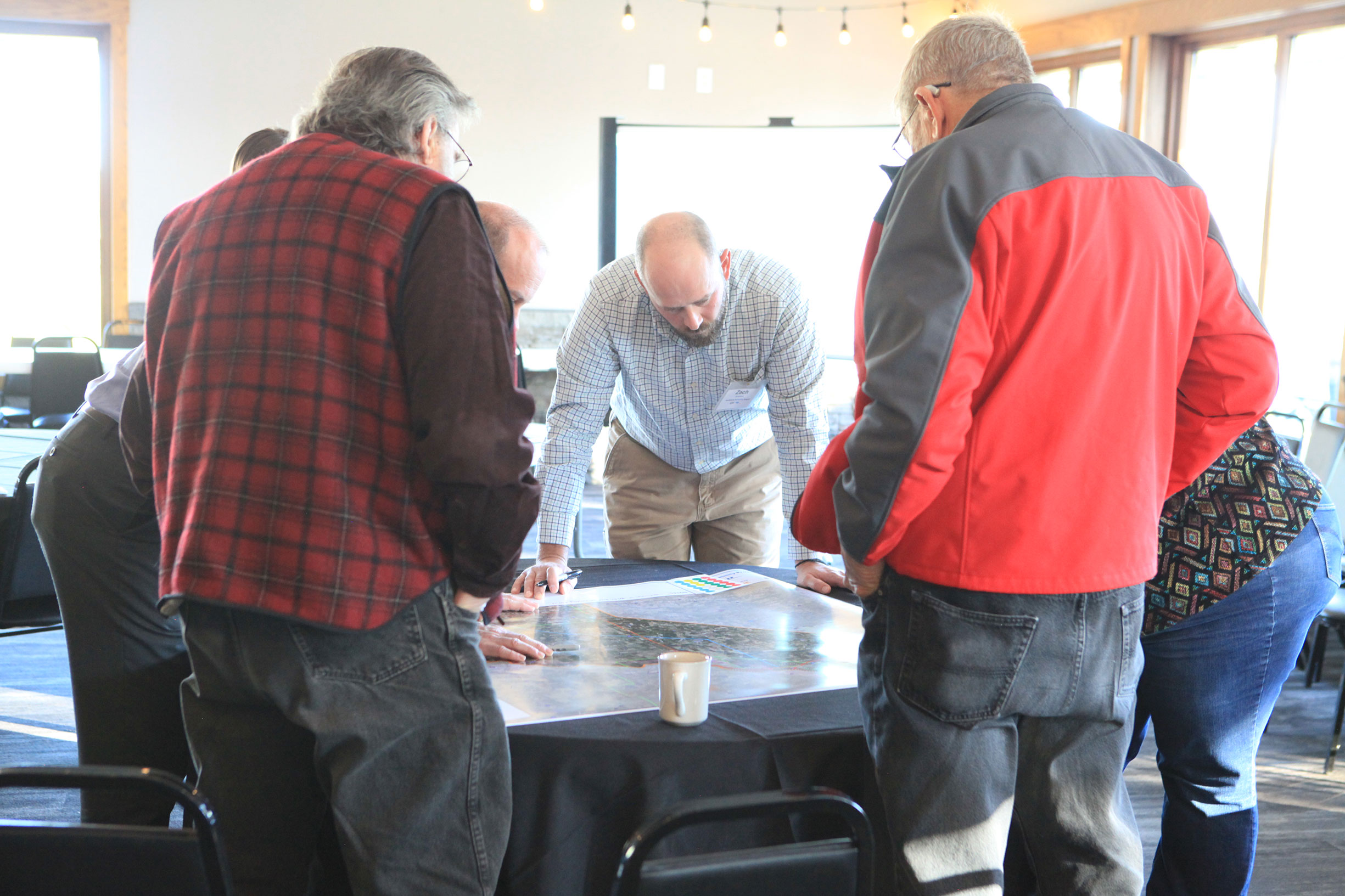 Tabletop mapping at spring public open house in Daggett Brook Township